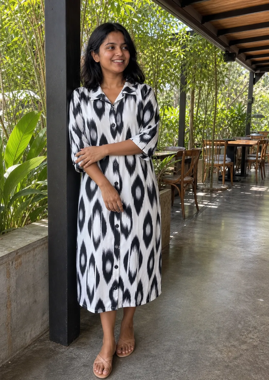 Style 4110 Printed Button Frock image 3